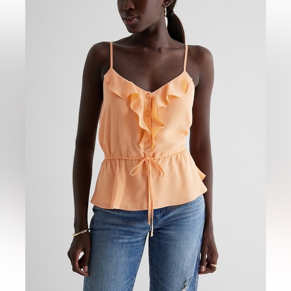 Ruffle Button Up Peplum Cami - Picture 1 of 9
